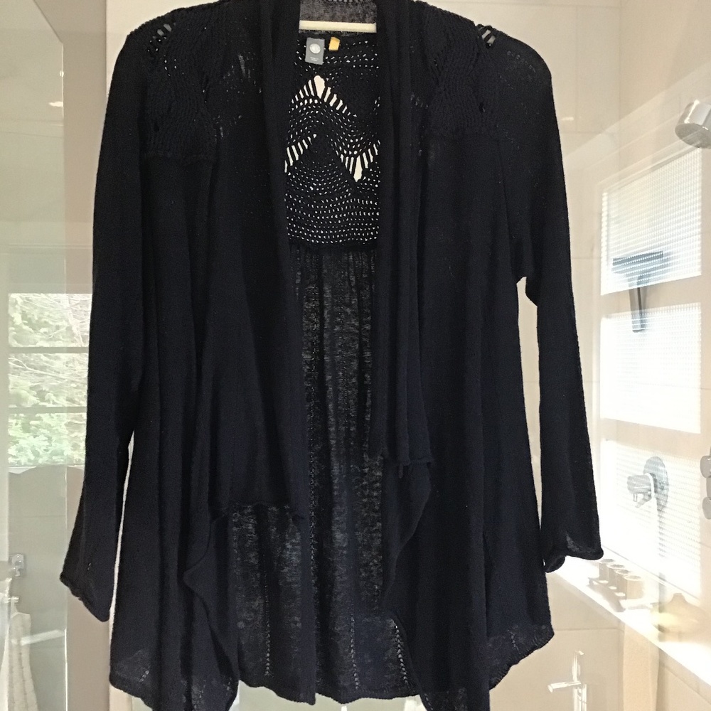 Anthropologie Knitted & Knotted Crochet Boho Cardigan
